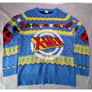 Marvel X-Men Ugly Christmas Holiday Sweater Adult Large Blue Mad Engine
